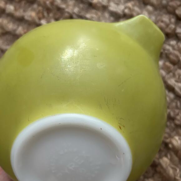 Vintage Pyrex Cinderella Mixing Bowl Set – #444, #442, #441 – Green Opalware - Picture 7 of 7
